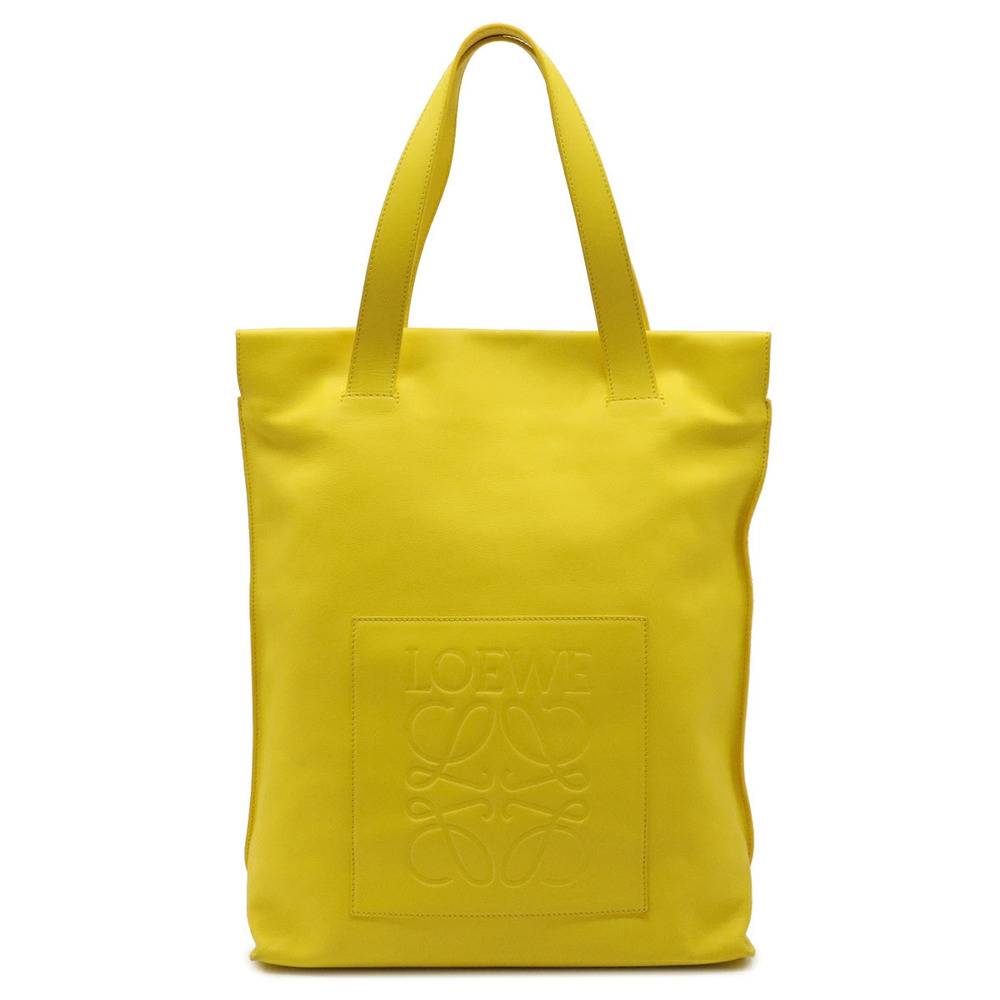 Loewe Shopper Bag Tote Shoulder Leather Yellow